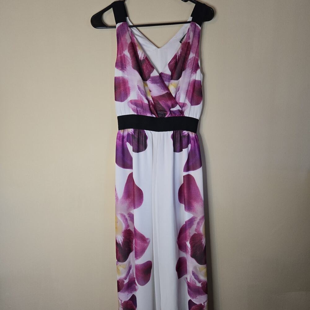 "Express" Extra Small White Dress w/ Purple Floral Print